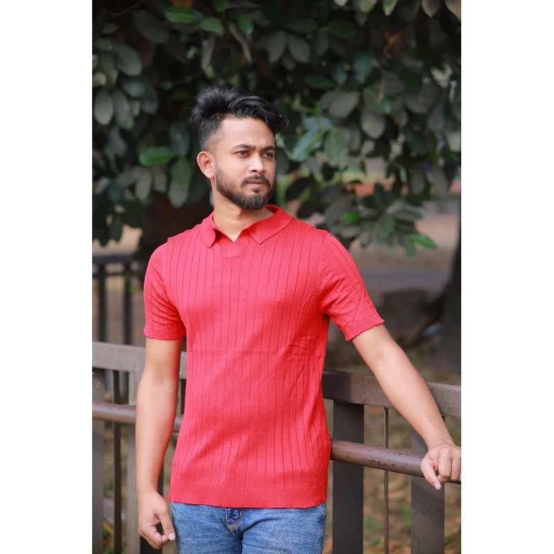 Premium Knitted Old Money Polo-Maroon